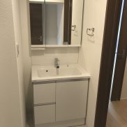 3面鏡洗面台シャワー水栓　新規交換(内装)