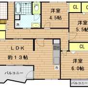 ３LDK　専有面積71.04㎡　全室フローリング(間取)