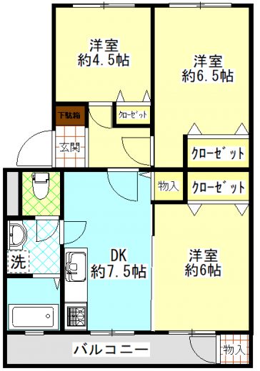 3LDK　専有面積5648㎡　価格1490万円(間取)