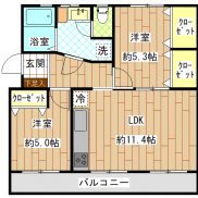 2LDK　専有面積54.37㎡(間取)