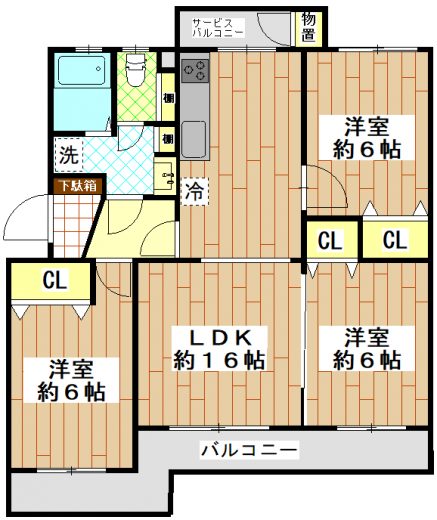 ３LDK・専有面積75.09㎡(間取)