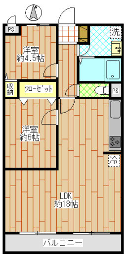 ２LDK　58.57㎡(間取)