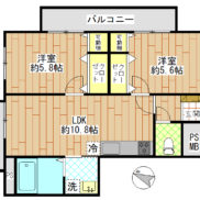 2LDK・フルリフォーム済で室内大変きれいです(間取)